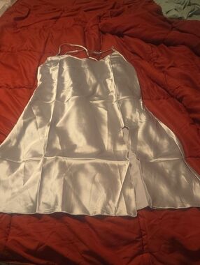 3 Silky Satin Slip Dress in Light Silver